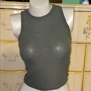 ONE SIZE olive green cropped muscle tank